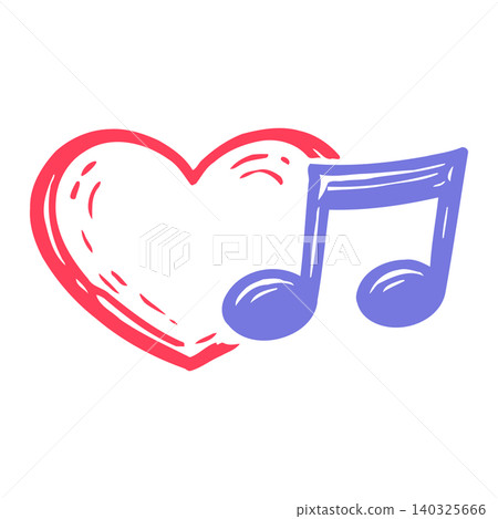 Heart and music note doodle illustration for Valentine's Day greeting cards and social media Heart and music note doodle illustration for Valentine's Day greeting cards and social media 140325666