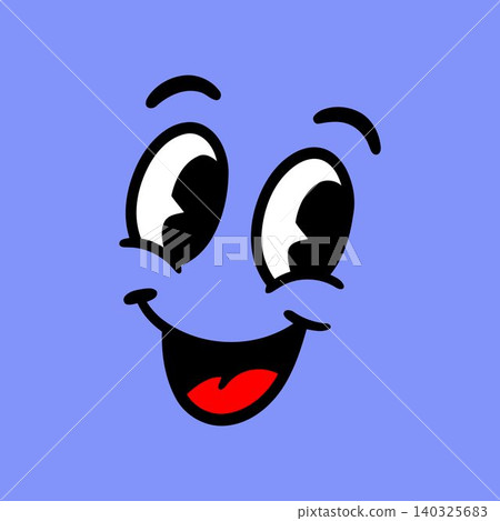 Smiling face cartoon character in flat vector style for sticker or greeting card Smiling face cartoon character in flat vector style for sticker or greeting card 140325683