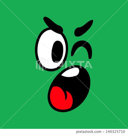 Cartoon face illustration in bold flat vector style for sticker or emoticon use Cartoon face illustration in bold flat vector style for sticker or emoticon use 140325710