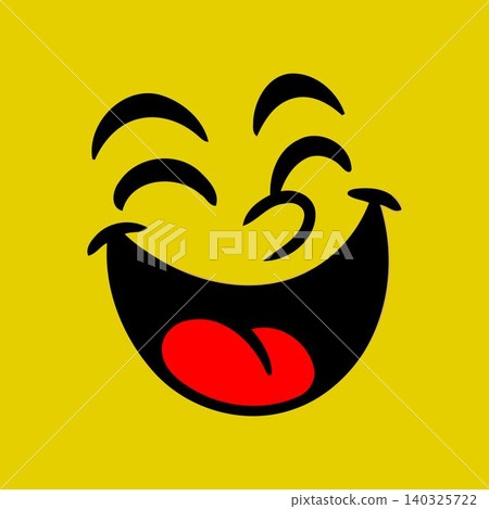 Laughing face emoticon in bold flat vector style for digital media and messaging Laughing face emoticon in bold flat vector style for digital media and messaging 140325722