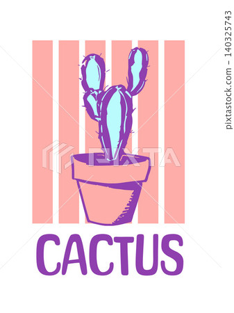 Cactus in pot flat vector illustration with pastel background Cactus in pot flat vector illustration with pastel background 140325743