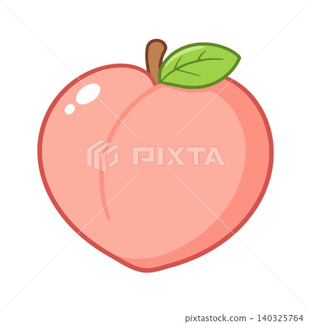 Peach fruit illustration in flat vector style for food packaging and branding 140325764