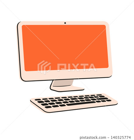 Computer monitor and keyboard in flat vector style for web design and technology Computer monitor and keyboard in flat vector style for web design and technology 140325774