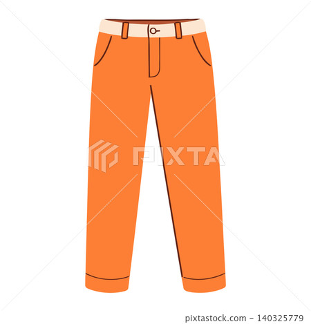 Orange pants in flat vector style for fashion illustration and clothing design 140325779