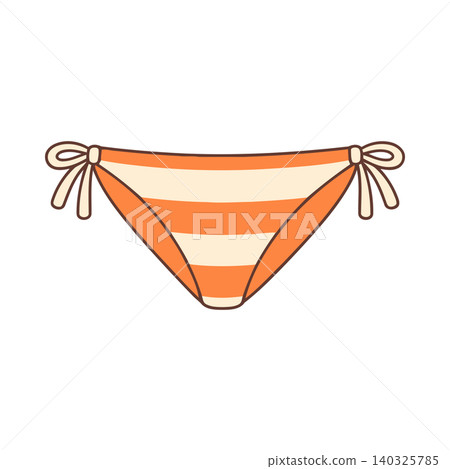 Orange striped bikini bottom in flat vector style for swimwear and beachwear Orange striped bikini bottom in flat vector style for swimwear and beachwear 140325785