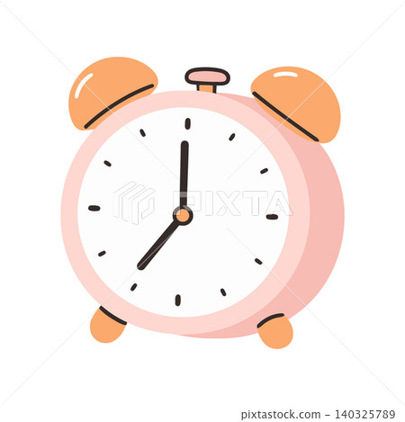 Pink alarm clock in flat vector style for home decor and wall art Pink alarm clock in flat vector style for home decor and wall art 140325789