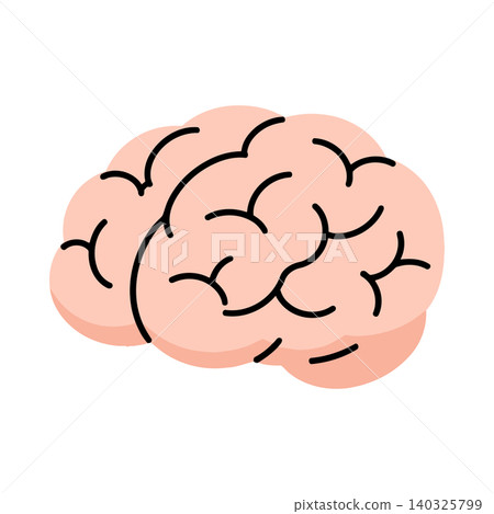 Human brain illustration in simple flat vector style for educational materials and medical branding Human brain illustration in simple flat vector style for educational materials and medical branding 140325799