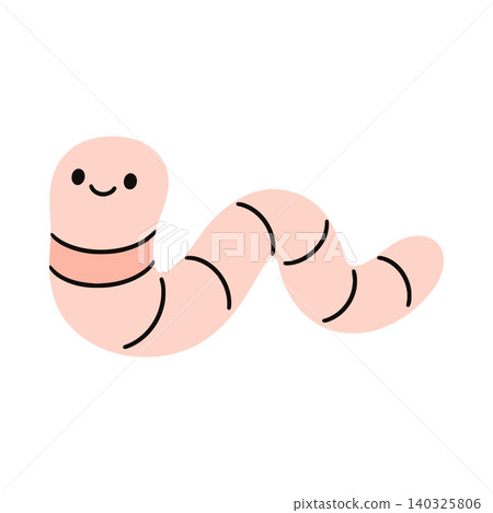 Smiling worm mascot in flat vector style for editorial and educational materials Smiling worm mascot in flat vector style for editorial and educational materials 140325806