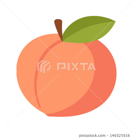 Peach flat vector illustration for food packaging and branding Peach flat vector illustration for food packaging and branding 140325816