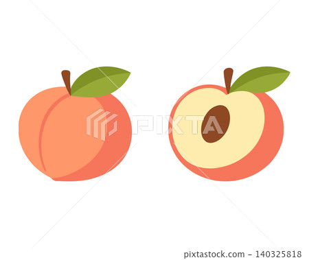 Peach flat vector illustration for food packaging and branding Peach flat vector illustration for food packaging and branding 140325818