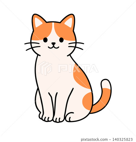 Orange and white cat cartoon illustration for pet greeting cards and wall art Orange and white cat cartoon illustration for pet greeting cards and wall art 140325823