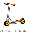 Orange kick scooter in modern flat vector style for kids transportation and outdoor fun 140325825