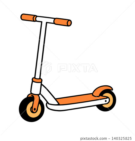 Orange kick scooter in modern flat vector style for kids transportation and outdoor fun Orange kick scooter in modern flat vector style for kids transportation and outdoor fun 140325825