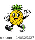 Smiling pineapple mascot in modern flat vector style for food branding and packaging 140325827