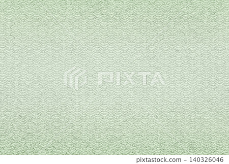 Background image 3: A delicate, sparkling, pale matcha green pattern overlaid with a light green seigaiha (wave) pattern. 140326046