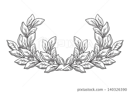 Drawing design element of laurel leaves vector illustration Drawing design element of laurel leaves vector illustration 140326390