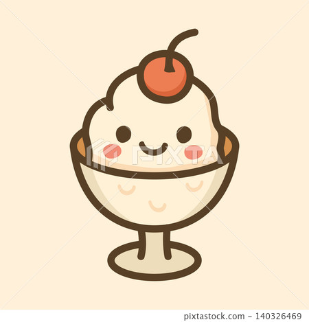 Kawaii Design Style Glass of Ice Cream Vector Template Kawaii Design Style Glass of Ice Cream Vector Template 140326469