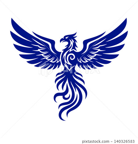 Blue Phoenix Tribal Tattoo Vector Logo Template 140326583