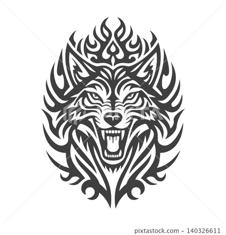 Wolf Face Tribal Tattoo Style Illustration Vector Template Wolf Face Tribal Tattoo Style Illustration Vector Template 140326611