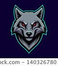 Grey Head Wolf Character Emblem Badge e-Sport Logo Vector Template 140326780