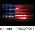 Independence Day. Isolated design element with the silhouette of the US flag on a black background 140327501