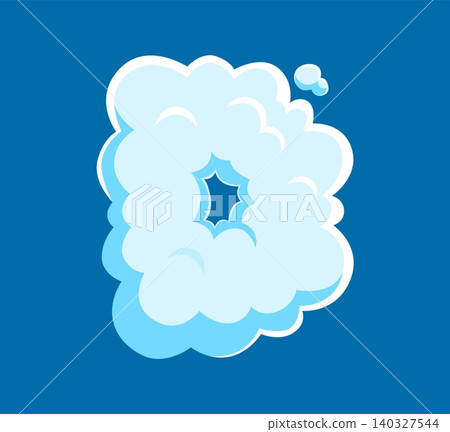 Cloud font or fluffy white smoke typeface letter for heaven type, vector ABC English alphabet. Cartoon cloud font letter D in cloudy sky, fluffy cotton or air puff or bubble smoke effect typeface 140327544