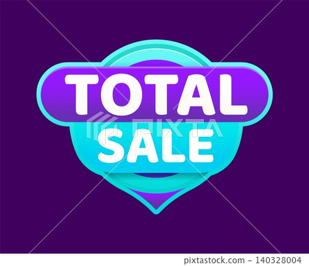 Sale label for special offer tag and price discount sticker, vector ship promotion icon. Total Sale badge or product promo tag for store clearance and final sale with exclusive low price guarantee 140328004