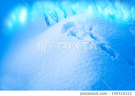 Background of fresh snow texture in blue tone. Snowfall texture background. 140328322