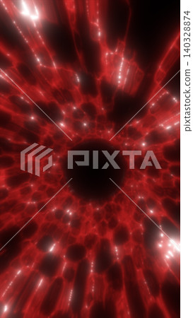 Red glowing energy tunnel with dark central portal, sparkling particles, and intense futuristic plasma motion. Red glowing energy tunnel with dark central portal, sparkling particles, and intense futuristic plasma motion. 140328874