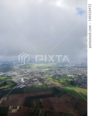 Aerial View of the Countryside Northeast of Paris, France in Spring 140329472