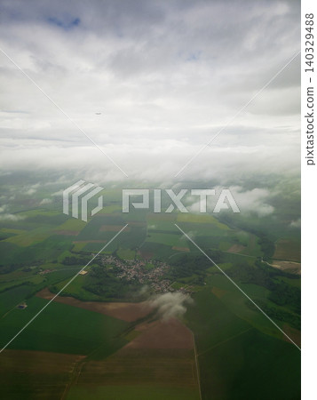 Aerial View of the Countryside Northeast of Paris, France in Spring 140329488