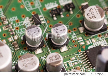 A close-up of a circuit board with electronic components A close-up of a circuit board with electronic components 140329556