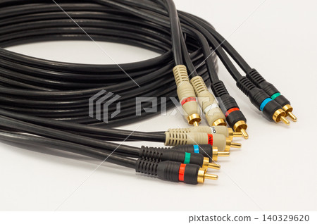 Audiophile cable with RCA connectors for connecting audio components. Audiophile cable with RCA connectors for connecting audio components. 140329620