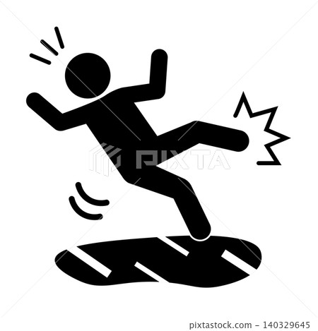 Silhouette of a person falling on an icy road. Silhouette of a person falling on an icy road. 140329645