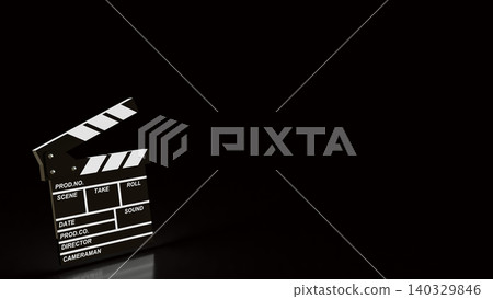 Dramatic Movie Clapperboard On Dark Studio Background 3d render. 140329846