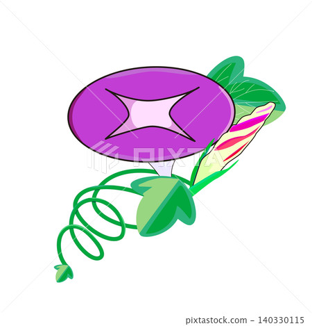 牽牛花和花苞,手繪風格夏季插畫(紫色) 牽牛花和花苞,手繪風格夏季插畫(紫色) 140330115