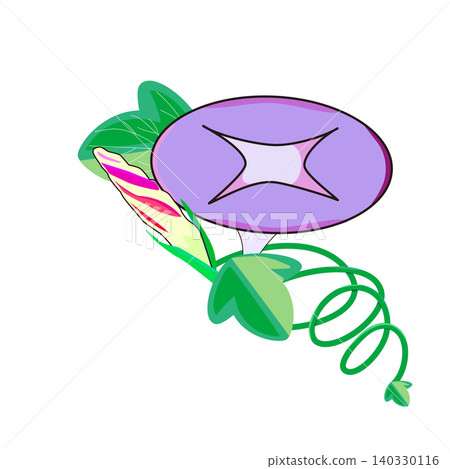 牽牛花和花苞,手繪風格夏季插畫(紫色) 牽牛花和花苞,手繪風格夏季插畫(紫色) 140330116