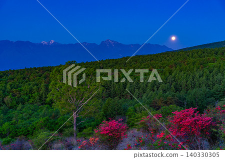 【山梨縣】清裡美麗的杜鵑花林,遠處是南阿爾卑斯山脈,落日餘暉灑滿大地 【山梨縣】清裡美麗的杜鵑花林,遠處是南阿爾卑斯山脈,落日餘暉灑滿大地 140330305