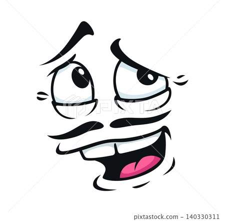 Shy face with timid smile and expression or bashful emotion with funny mustaches. Cartoon facial emotion or ingratiating emoji and coy smile emoticon icon of mood character with comic mouth and eyes Shy face with timid smile and expression or bashful emotion with funny mustaches. Cartoon facial emotion or ingratiating emoji and coy smile emoticon icon of mood character with comic mouth and eyes 140330311