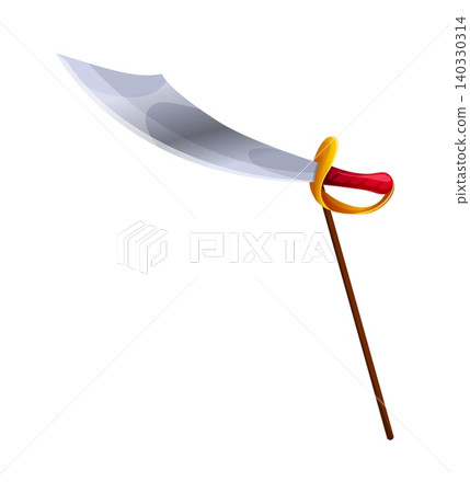Cartoon pirate sailor cutlass sword photo booth mask. Filibuster sailor carnival photo booth prop, corsair captain party isolated vector sticker. Pirate costume element or mask with sword blade Cartoon pirate sailor cutlass sword photo booth mask. Filibuster sailor carnival photo booth prop, corsair captain party isolated vector sticker. Pirate costume element or mask with sword blade 140330314