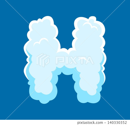 Fluffy white clouds font, smoke typeface letter H. Soft puffy cloud sky ABC English alphabet. Vector font for weather app design, kids book illustrations and children educational materials Fluffy white clouds font, smoke typeface letter H. Soft puffy cloud sky ABC English alphabet. Vector font for weather app design, kids book illustrations and children educational materials 140330352