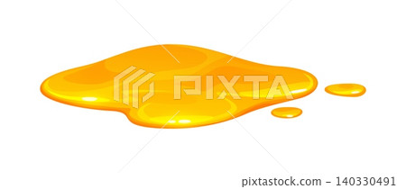 Sweet melt golden honey syrup puddle, smooth melted liquid flowing drip texture. Cartoon vector honey syrup, yellow dessert or oil blob with drops, sticky caramel fluid. Isolated sugar glaze stain Sweet melt golden honey syrup puddle, smooth melted liquid flowing drip texture. Cartoon vector honey syrup, yellow dessert or oil blob with drops, sticky caramel fluid. Isolated sugar glaze stain 140330491
