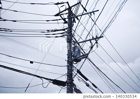 電線桿、電報桿、電力線 140330534