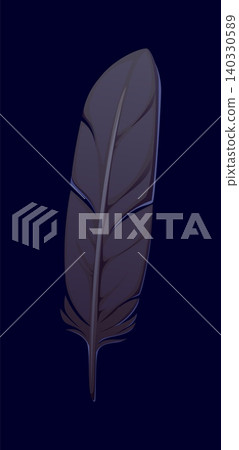 Cartoon Halloween black mystical raven feather with detailed barbs and subtle shading, vector icon. Magical fantasy witchcraft and occult theme symbol of feather of black raven or crow for Halloween Cartoon Halloween black mystical raven feather with detailed barbs and subtle shading, vector icon. Magical fantasy witchcraft and occult theme symbol of feather of black raven or crow for Halloween 140330589