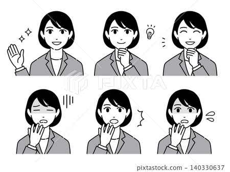 A set of illustrations of women in suits with various expressions and poses (2) A set of illustrations of women in suits with various expressions and poses (2) 140330637
