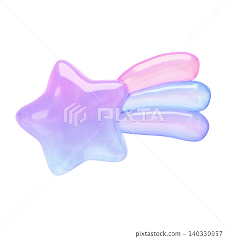 夢幻可愛的立體貼紙全息漸層流星3D圖標 夢幻可愛的立體貼紙全息漸層流星3D圖標 140330957