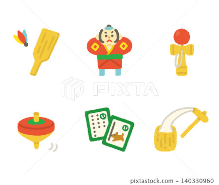 New Year's Games Icon Set - Hand-drawn, Japanese Style, Cute Illustrations New Year's Games Icon Set - Hand-drawn, Japanese Style, Cute Illustrations 140330960