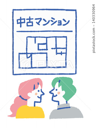 一對夫婦正在討論購買公寓_顏色 一對夫婦正在討論購買公寓_顏色 140330964
