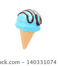 Cute 3D summer sweets icon material: Chocolate mint ice cream 140331074