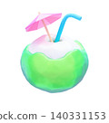 Cute 3D summer icon: Coconut juice 140331153